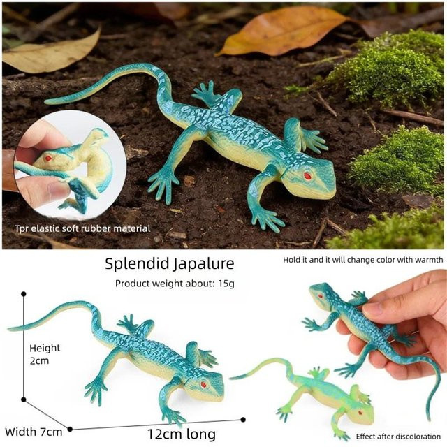 Binchi Outdoor Equipment Realistisches Eidechsen-Reptilien-Modell Chamäleon, Actionfigur, mit Farbwechsel, schwarz, ab 14 Jahren - Bild 1