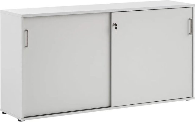 Möbelpartner Schiebtürenschrank Hippo Small Lichtgrau mit 2 Schiebetüren und verstellbaren Regalböden H x B x T: 84 x 160 x 40 cm - Bild 1