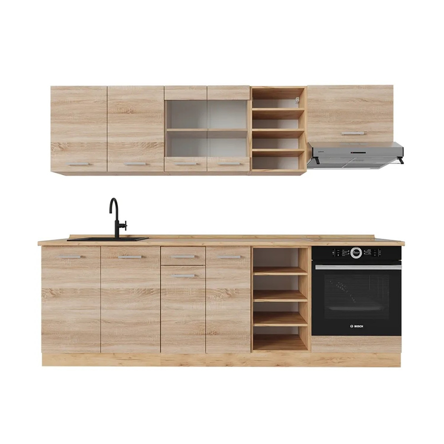 Vicco R-Line Küchenzeile Sonoma Eiche Goldkraft, Breite: 240 cm, ohne Arbeitsplatte und Elektrogeräte - Bild 2
