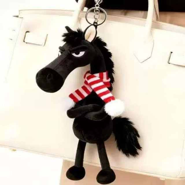 Yiran toy Dunkles Pferd Schlüsselanhänger, Plüsch, Tierkreis-Pony-Figur - Bild 1