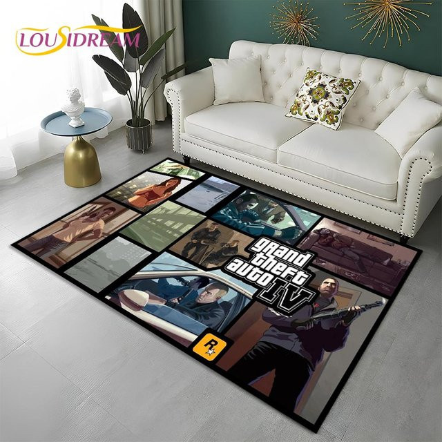 Karpetti Grand Theft Auto 3D Gamer Teppich, rutschfeste Bodenmatte für Wohnzimmer, Schlafzimmer oder Kinderzimmer, Mehrfarbig, B: 150 cm, T: 100 cm - Bild 1
