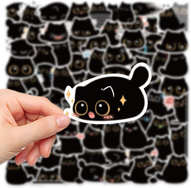 Charile Kawaii Aufkleber Schwarze Katze Vintage für DIY Scrapbooking, Laptop und Notebook - Bild 1