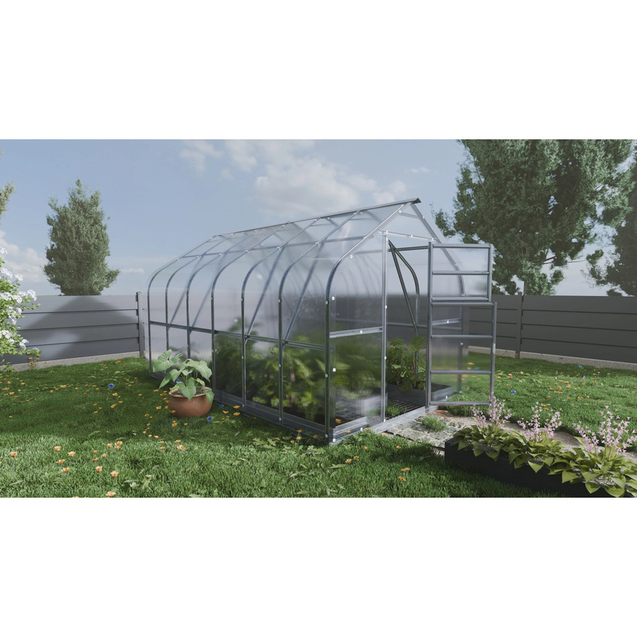 Klasika Gewächshaus Standart mit 10 m² Fläche, B/T: 4 m x 2,5 m, 6 mm Polycarbonatabdeckung, 2 Dachfenster mit automatischer Fenstersteuerung und verzinktem Stahlrahmen - Bild 2