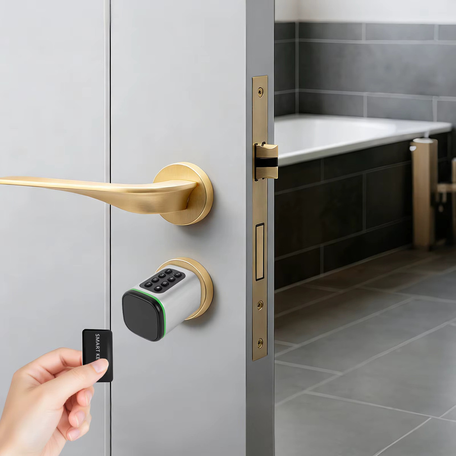 Smart-Türschloss-Zylinder 60mm Silber mit IP53 Wasserdichtigkeit und vier Entsperrmöglichkeiten via App, Passwort, Karte oder Schlüssel - Bild 1