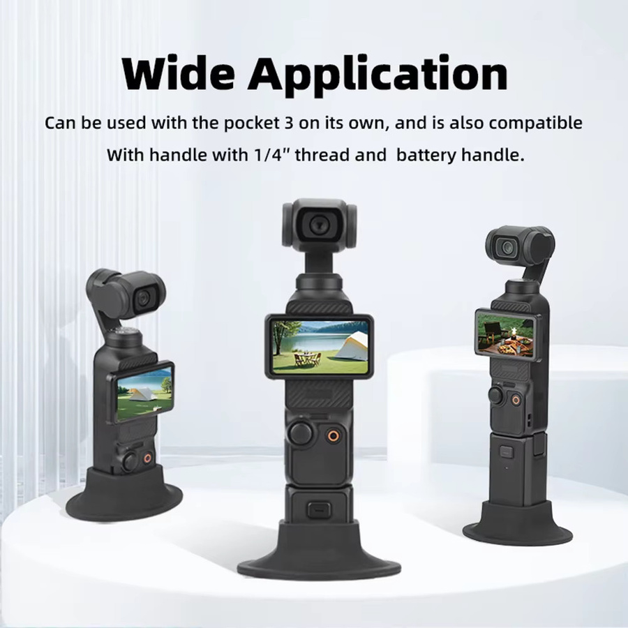 BRDRC Silikonbasis Kamera-Dock für DJI Osmo Pocket 3 und Osmo Pocket 4, Antirutsch-Fixierbasis mit Schnellverschluss in Schwarz - Bild 2