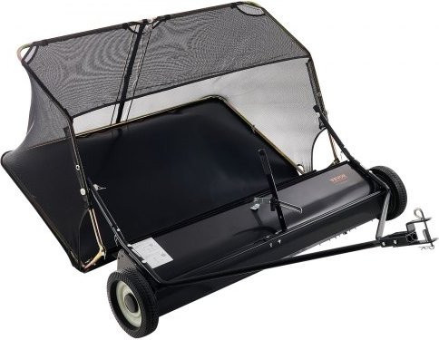 VEVOR Anhänge-Rasenkehrmaschine in Schwarz mit 132 cm Kehrbreite und 736 l Fassungsvermögen für Rasentraktor und Garten