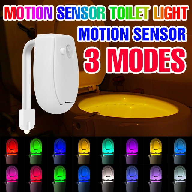 CanLing LED-Toilettenlampe mit PIR-Bewegungsmelder und Nachtlicht, wasserdichte WC-Hintergrundbeleuchtung in 7 Farben und 3 Modi, weiß/multicolour - Bild 1