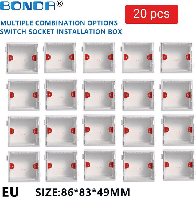DXDXTT Schalter-Steckdosenbox mit verstellbarer Montage-Rückseite für 86 mm x 86 mm Standard-Geräte, Tiefe: 50 mm - Bild 1