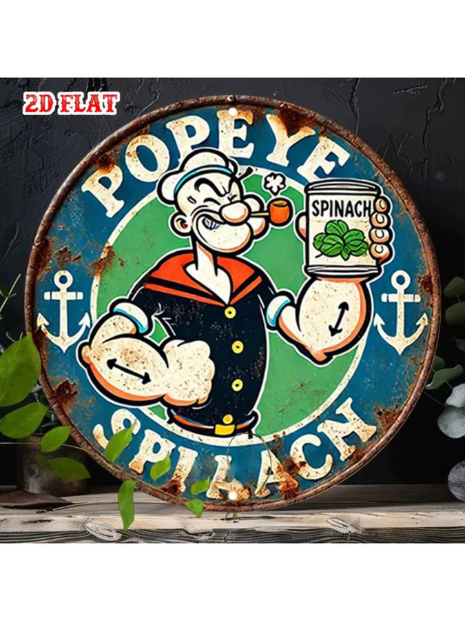 BobaFish Rundes Metallschild im Retro-Design, Wasserdichte Wandkunst aus Aluminium für Zuhause, Garage, Bar oder Café, Durchmesser: 20,3 cm - Bild 7