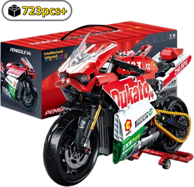 HUATEC Rotes Motorrad, Bausatz-Set, 1:8, 723 Teile - Bild 1