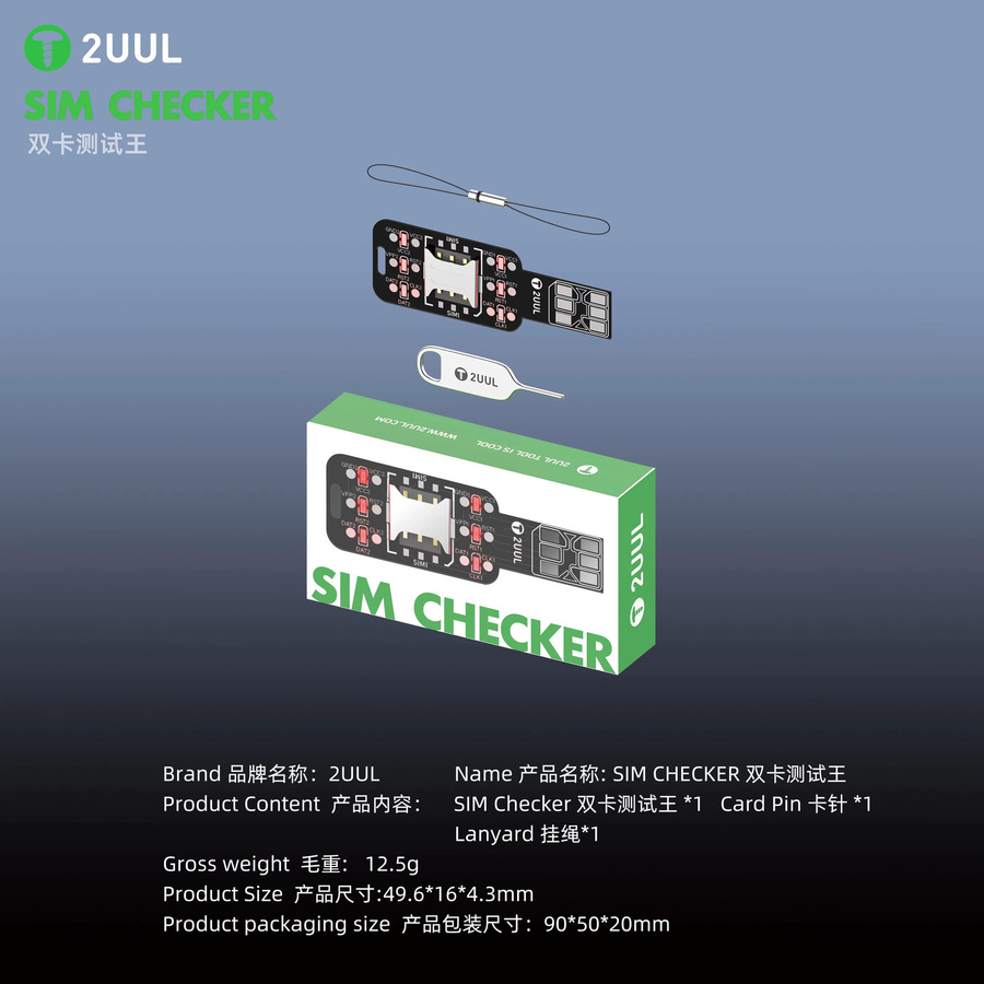 2UUL SIM Checker SM01 in Schwarz zur schnellen Modulfehlerprüfung und Signaldetektion für die Telefonreparatur - Bild 4