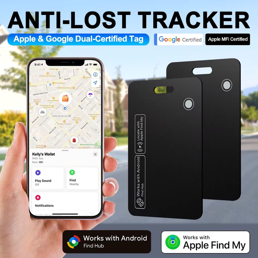 Peocke Ultradünner Wallet-Tracker Bluetooth Smart Anti-Lost Tag in Schwarz, wiederaufladbar, kompatibel mit Apple Find My und Google Find Hub - Bild 5