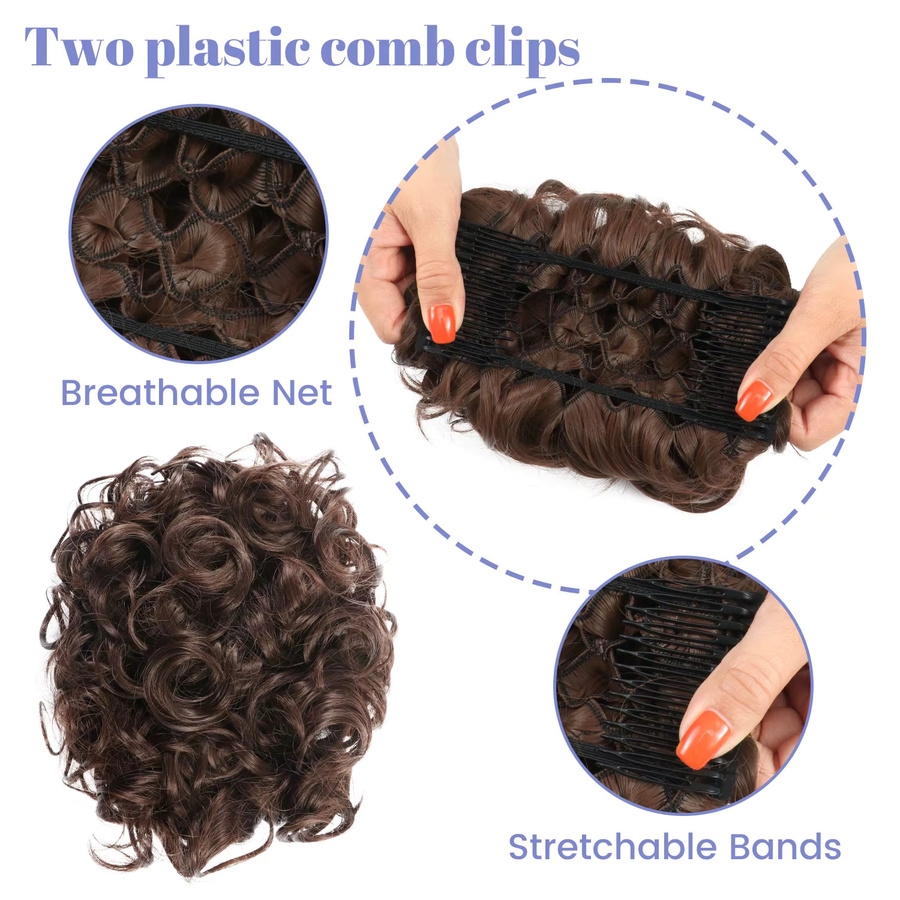 JIAMEISI Scrunchie-Chignon-Haarteil, lockiger Haarknoten, Damen - Bild 4