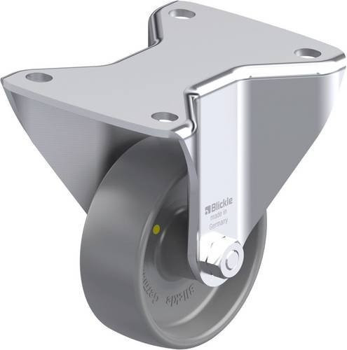 Blickle Stahlblech-Bockrolle BH-PO 100G-3-ELS in Grau mit Kunststoffrad und 100 mm Durchmesser, Tragfähigkeit max. 280 kg - Bild 1
