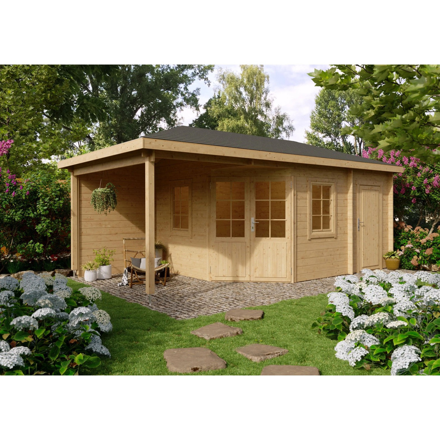 Fjordholz Gartenhaus Modell Evelyn 3E 5-Eck aus Holz in Farblos Imprägniert - Bild 2