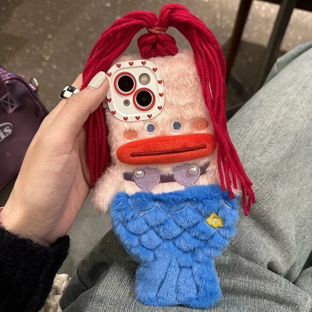 Flauschige 3D Meerjungfrau Handyhülle für iPhone 15 14 13 12 11 Pro Max Plus in Multicolour - Bild 1