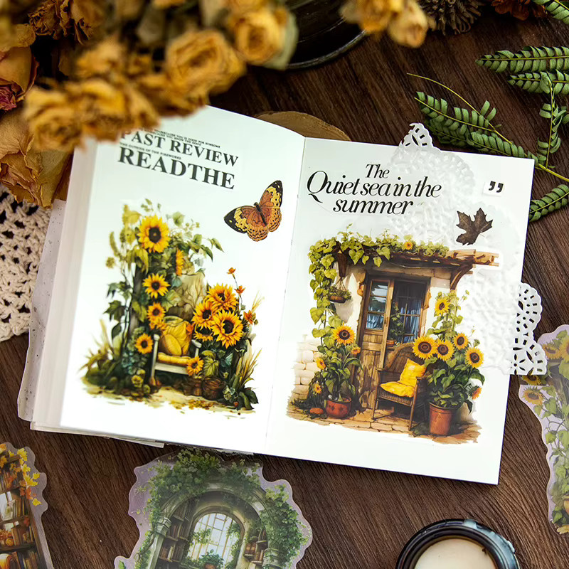 10 Stück Vintage Haus Aufkleber aus PET für Scrapbooking und Junk Journal in Multicolour - Bild 3
