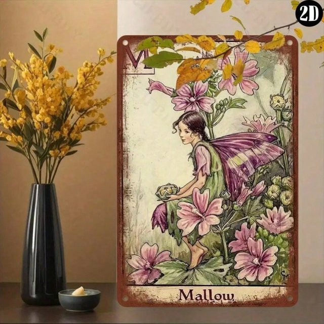 HELLOYOUNG Mallow Rustic Fairy Wand Wandkunst Metall Plakette in Multicolour, B: 20,3 cm, H: 30,5 cm - Bild 1