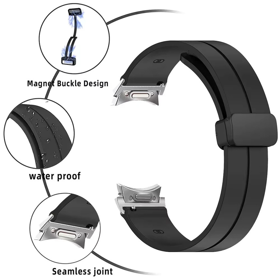 Geekthink Uhrenarmband Silikon, Magnetisches D-Schnallenarmband, Schwarz, Unisex - Bild 2