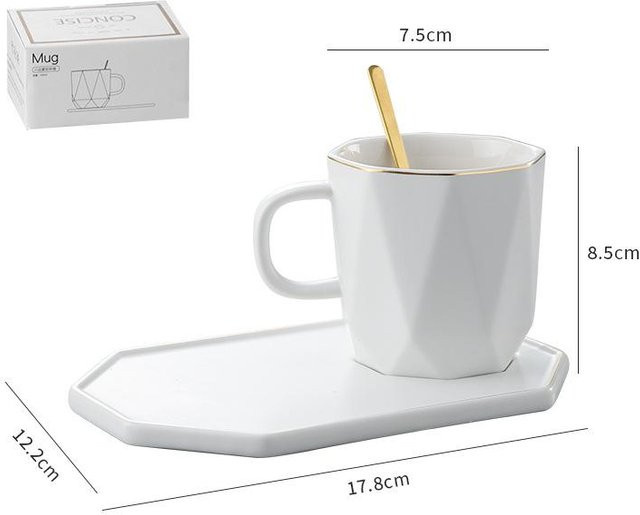 Kreatives Keramik-Kaffeetassenset von Yiran bag in Schwarz-Weiß mit Goldakzenten, 215 ml - Bild 1