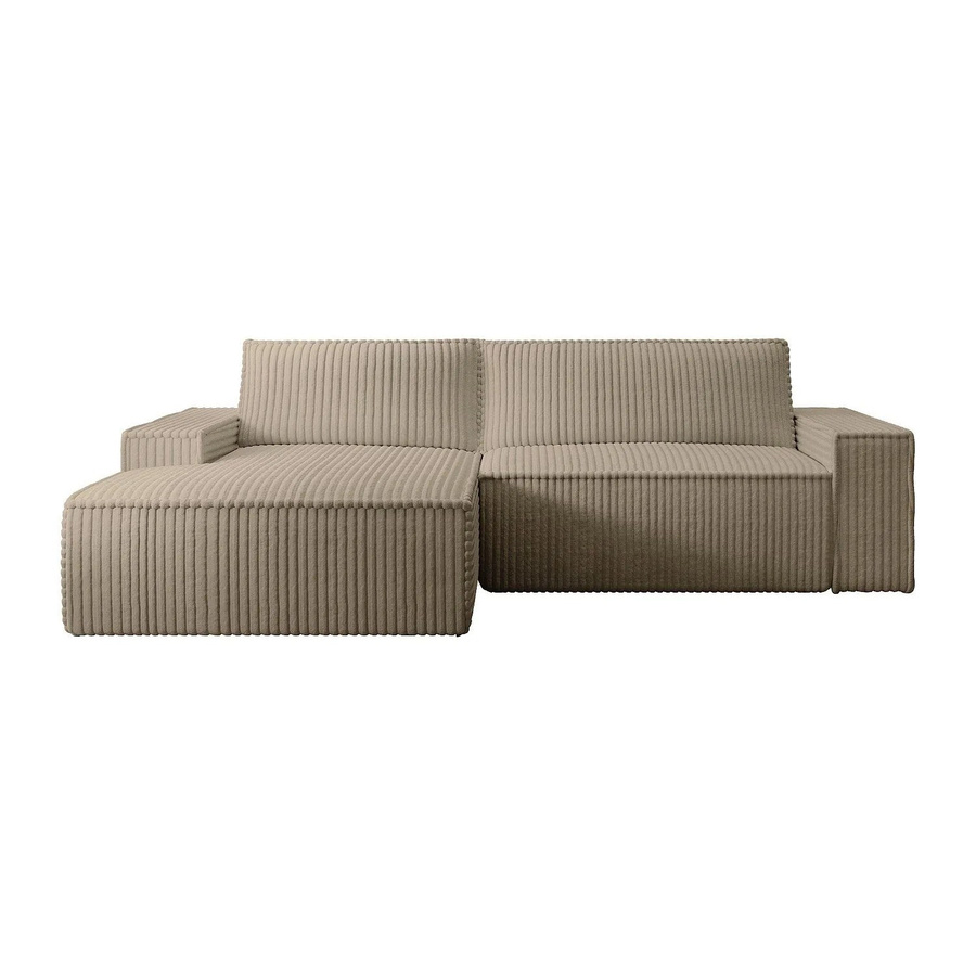 Vente-unique Schlafsofa Amelia in Taupe mit Cord-Bezug und L-Form - Bild 2