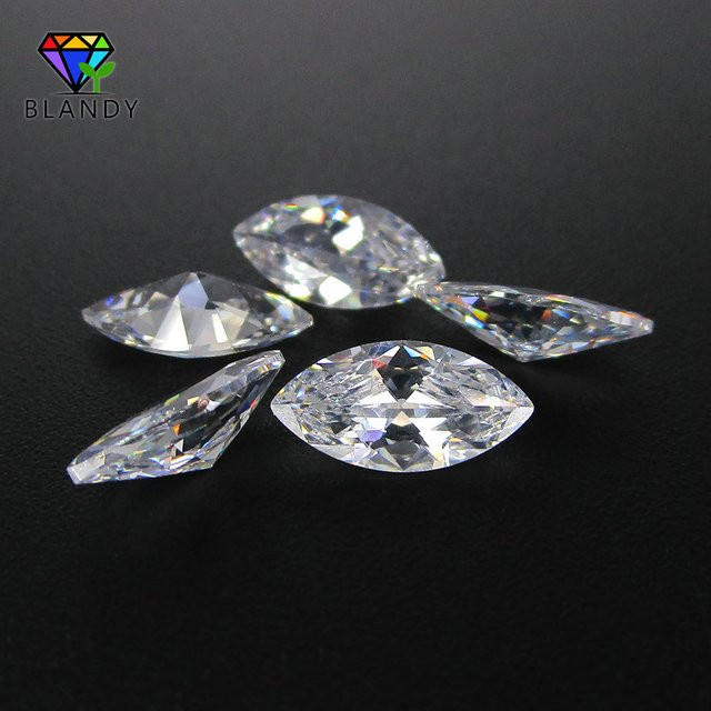 QINGYIGEM Zirkonia Steine, Marquise Cut, Weiß, Unisex - Bild 1