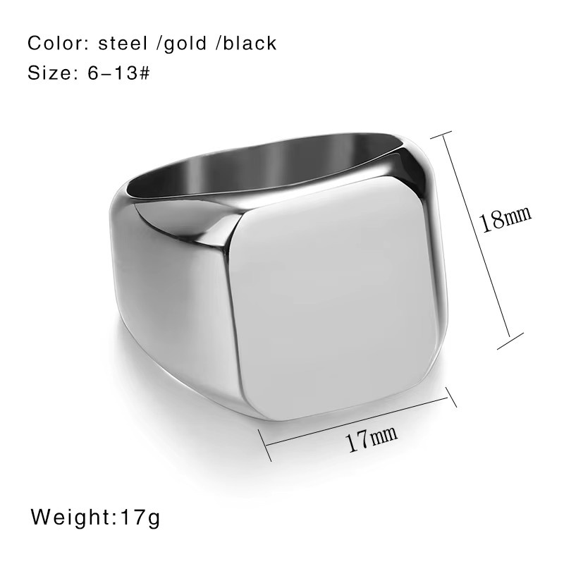 XCL Ring Titan-Stahl, Quadratisch, Unisex - Bild 2