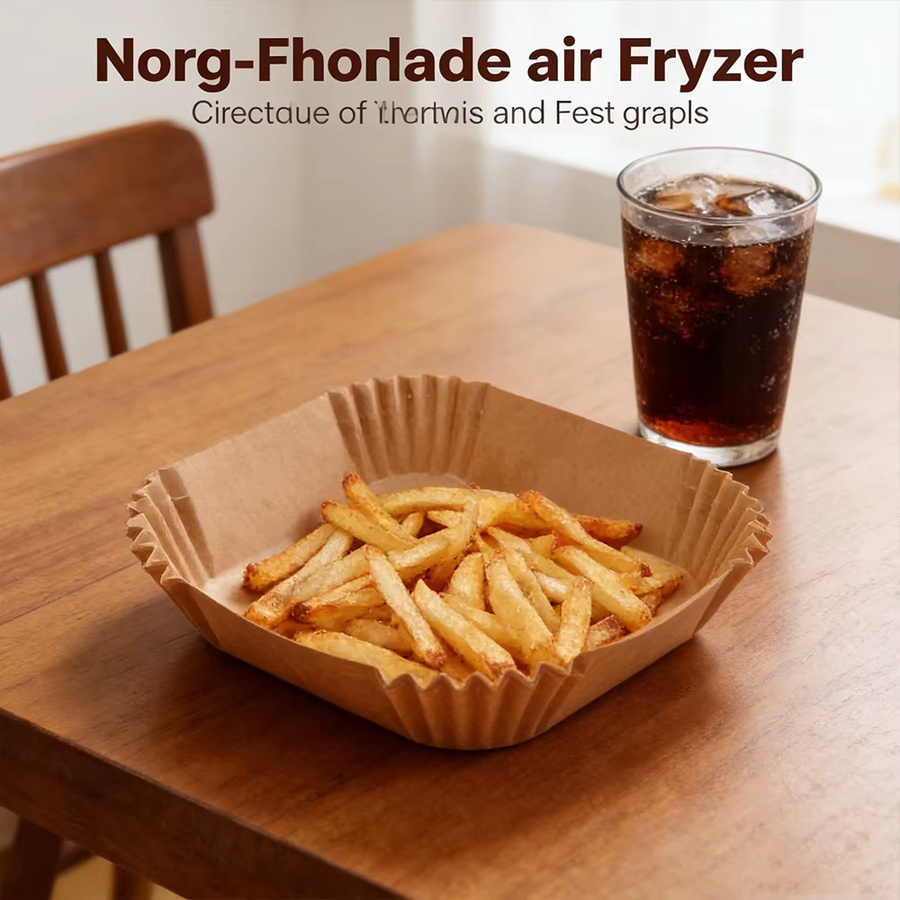 Einweg Papier Backformen für Air Fryer, runde Antihaft Backpapier Liner, braun, Durchmesser: 16,0 cm, 50 Stück - Bild 2