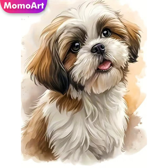 Momoart DIY Diamant-Mosaik Hund Tier Wandkunst für Anfänger, Mehrfarbig, B/H: 30 x 20 cm - Bild 1