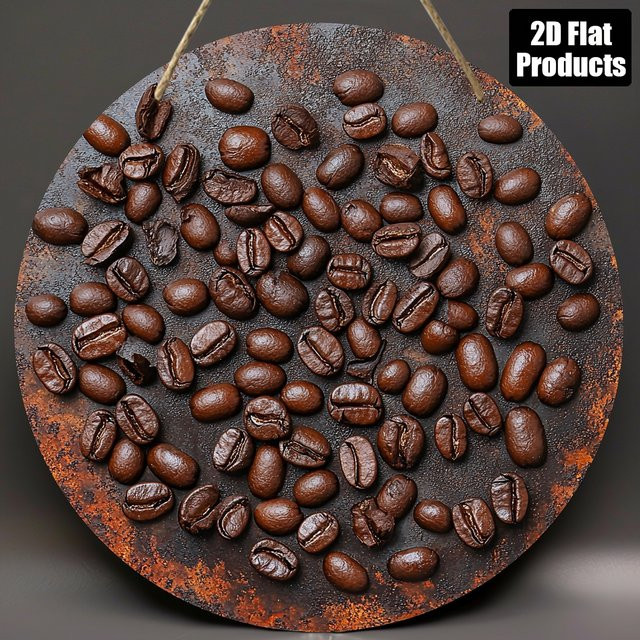 Home Relaxation Rundes Wandkunstschild aus Holz mit Kaffeebohnenmotiv in rustikalem Design, Durchmesser: 20,3 cm - Bild 1