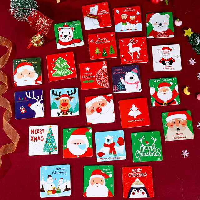 Weihnachts-Grußkarten Set für Kinder mit Umschlägen in Mehrfarbig, 12 Stück - Bild 1