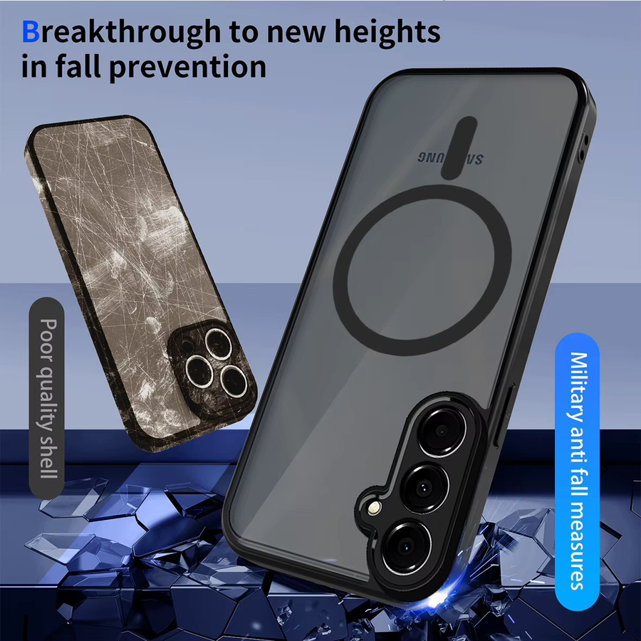 Magnetische transluzente Hülle für Samsung Galaxy A57 A37 A17 A56 A16 A36 A26 A55 A35 A15 A25 A14 A24 A54 in Schwarz, unterstützt kabelloses Laden - Bild 4