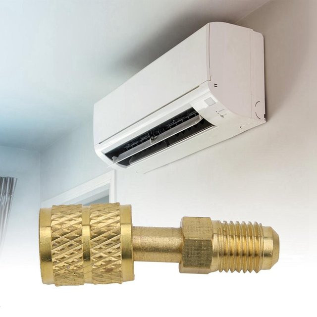 Messingadapter mfySpace R410 1/4 Zoll Außengewinde auf 5/16 Zoll Innengewinde für Ladeschlauch und Pumpe in Grau und Gold - Bild 1