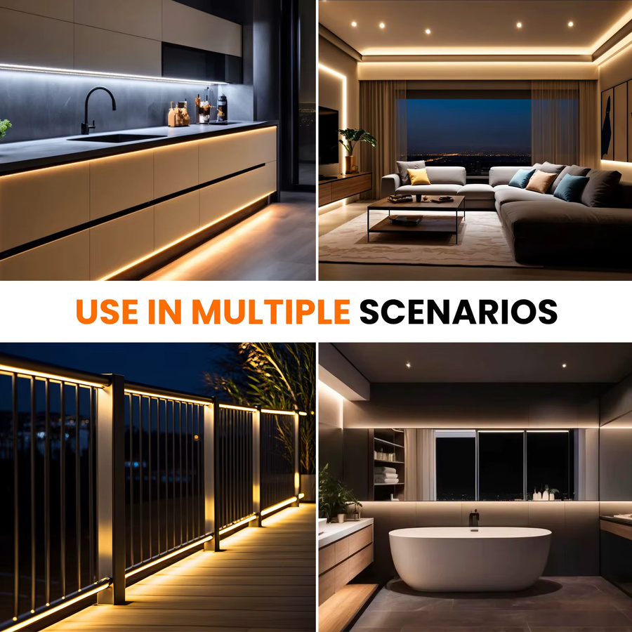 KISUFU COB Neon LED-Streifen mit Dimmer, 5V USB, IP68 Wasserdicht, Weiß, 320 LEDs/m, Silikon Neon-Seilbeleuchtung für Innen und Außen - Bild 2