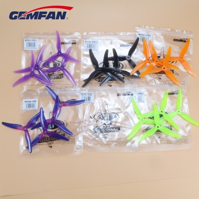 Gemfan 51433 5 Zoll 3-Blatt Propeller Set für FPV-Renndrohnen, 4 Stück (2 Paare), CW/CCW, Multicolour/Purple - Bild 1
