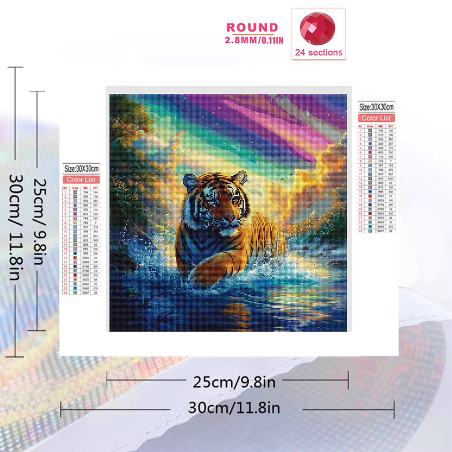 EverShine Diamant-Stickerei Tiger-Bild als quadratisches Strass-Gemälde in Multicolour - Bild 2
