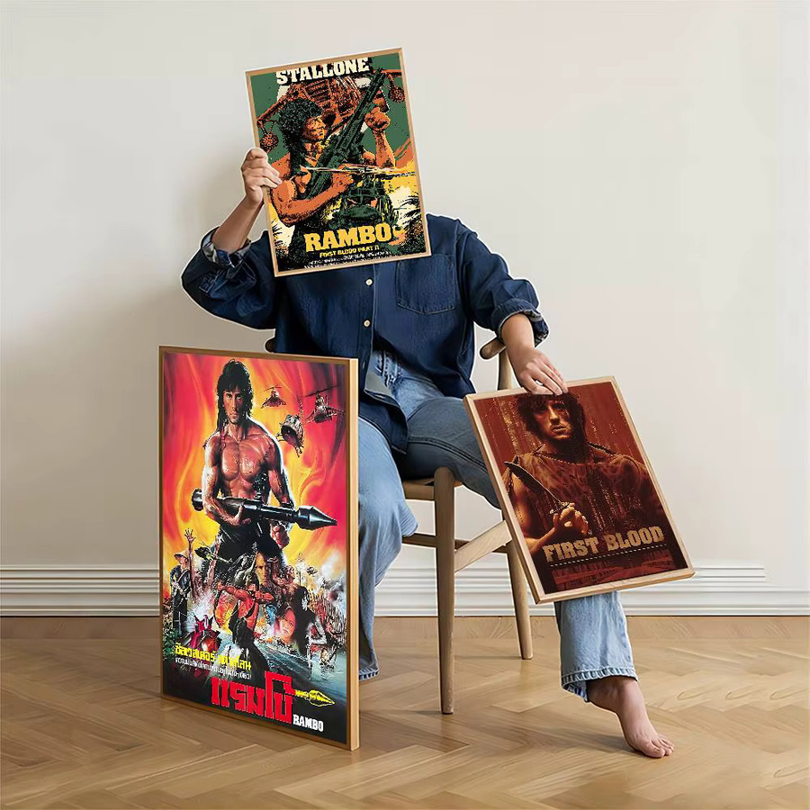 Beast Kingdom Rambo First Blood Selbstklebendes Retro-Poster in Multicolour, Rechteckiges Wandkunst-Papierposter - Bild 2