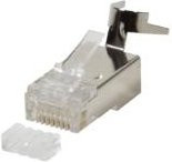 LogiLink Modular Stecker Cat.6A RJ45 für Cat.7 Rohkabel, Cat.6A und Cat.6 Kabel, 50 Stück, geschirmt, transparent/gold - Bild 1