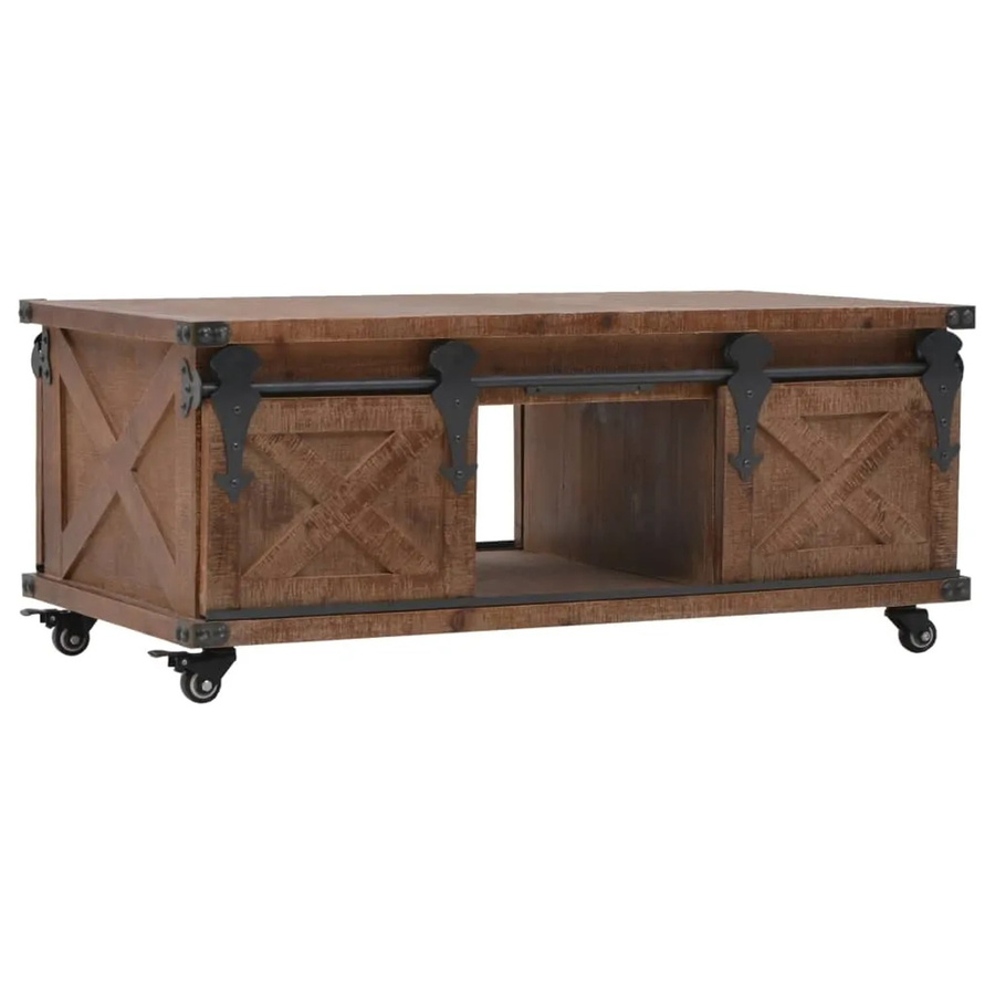 vidaXL Couchtisch aus massivem Tannenholz in Braun im Industrie-Stil, B/T/H: 91 x 51 x 38 cm - Bild 2