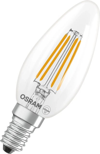 Osram LED-Leuchtmittel E14 Kerzenform in Klar, 3,4 W, 470 lm, 2er-Pack, Höhe: 10 cm, Durchmesser: 3,5 cm - Bild 1