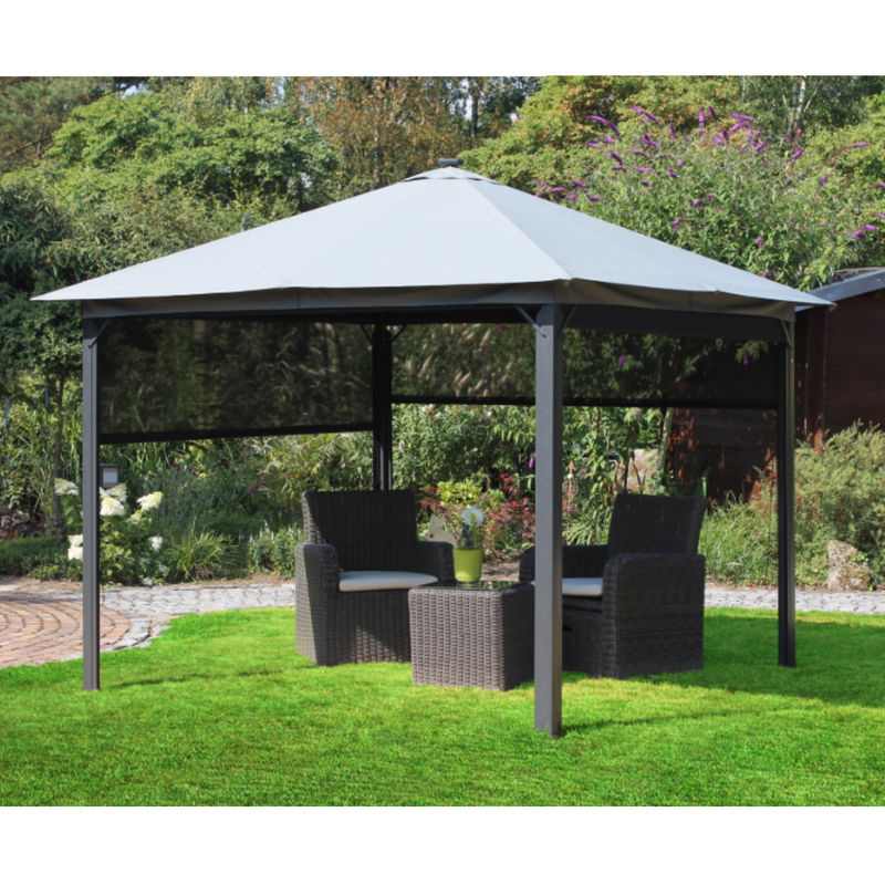 Leco Solar-Pavillon Lina mit LED-Beleuchtung und Gittergewebe-Rollos, grau, B/T/H: 300 x 300 x 261 cm - Bild 3