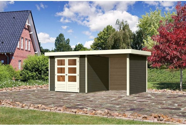 Karibu Holz-Gartenhaus Boras in Terragrau mit Flachdach und modernem Design, B/T/H: 242 x 238 x 211 cm - Bild 1