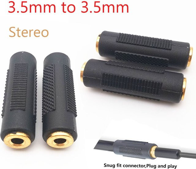 FRHY 2er-Set 3,5-mm-Klinken-Koppler vergoldete Buchse auf Buchse Stereo-Audio-Adapter in Schwarz und Gold - Bild 1