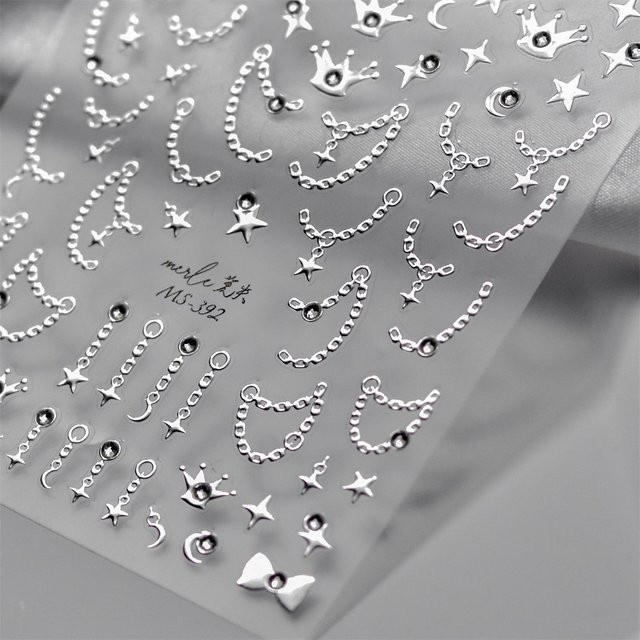 Rhstoe Nagel Aufkleber 5D Diamant Stern, Silber - Bild 1