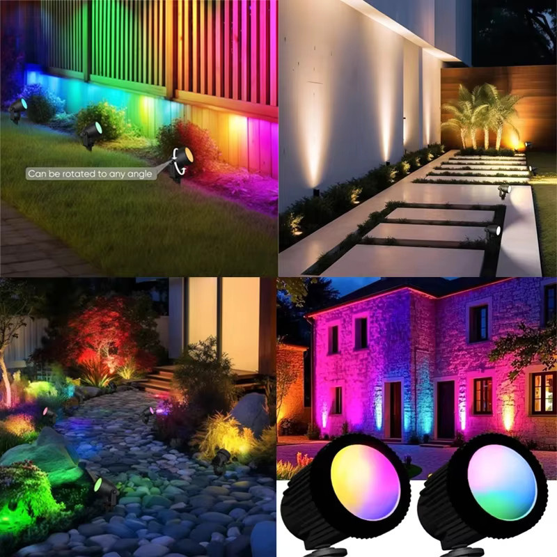 VENUSWING RGB Solar Spotlight Outdoor, Wasserdichter Solar Gartenstrahler mit Farbwechsel und Fernbedienung, Schwarz, Multicolor - Bild 4