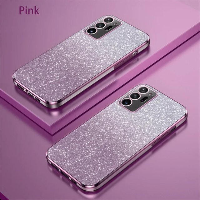 Luxuriöse Silikon Schutzhülle für Samsung Galaxy mit Farbverlauf und Glitzer in Rosa - Bild 1