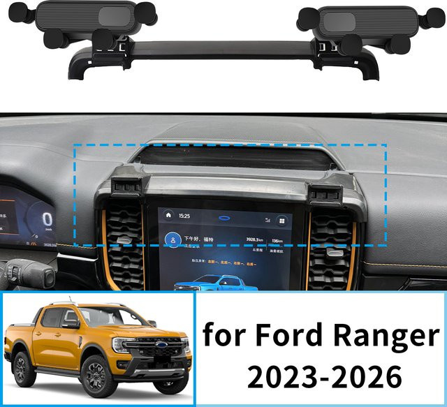 Handyhalterung für Ford Ranger T9 Everest 2023-2026 Clip-On Bildschirmhalterung in Schwarz - Bild 1