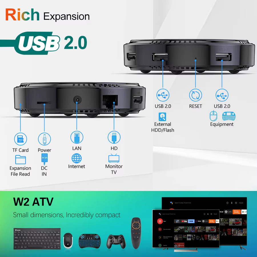 VONTAR W2 Smart TV Box Android 11 Media Streamer mit Amlogic S905W2, 4K UHD, AV1, Dual-Band Wi-Fi und Bluetooth, Schwarz - Bild 4