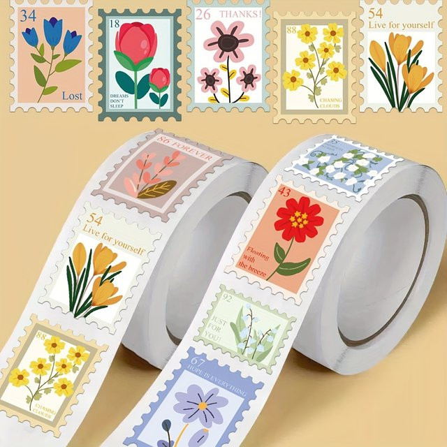 500 Blatt Blumenstempel Aufkleber in Multicolour für DIY-Dekoration von Notizbüchern, Handyhüllen und Wasserflaschen - Bild 1