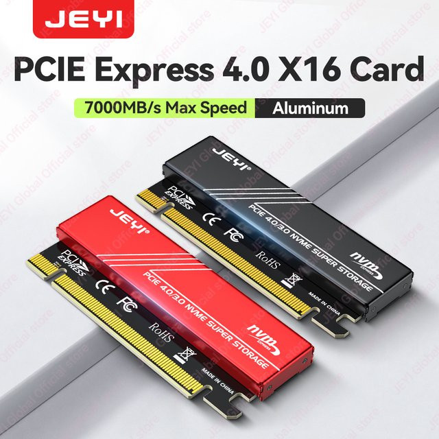 JEYI M.2 NVMe auf PCIe 4.0 X16 Adapter mit Kühlkörper in Schwarz für Samsung 980 PRO und 970 EVO SSDs - Bild 1